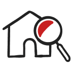 home with magnifying glass