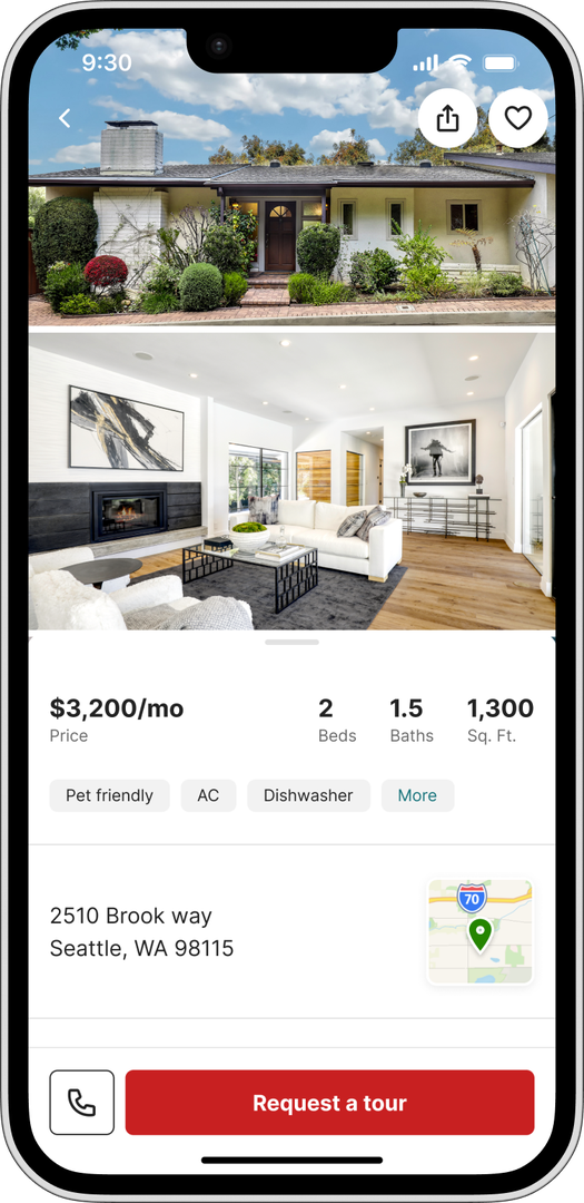 Phone showing 7M Sports rental listing