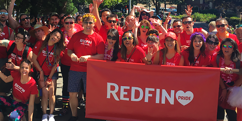 Photos of Redfin employees at Pride event