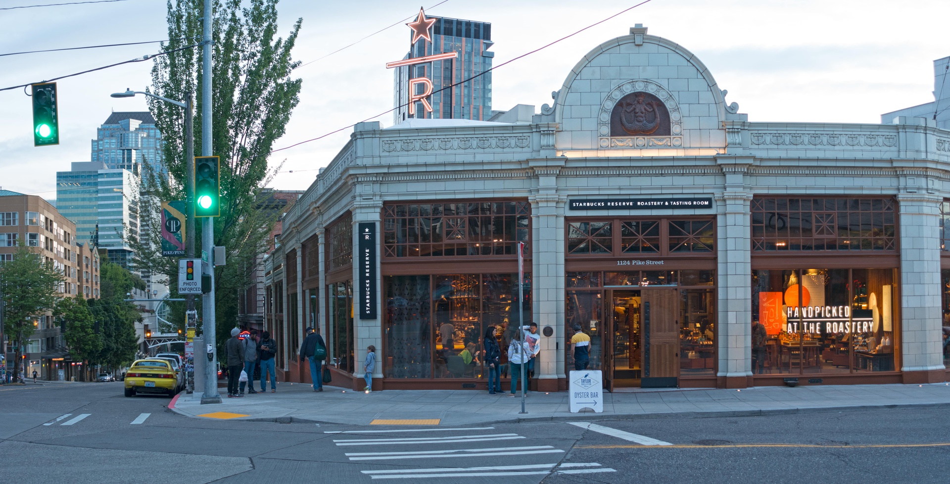 view of starbucks roastery in capitol hill neighborhood of seattle