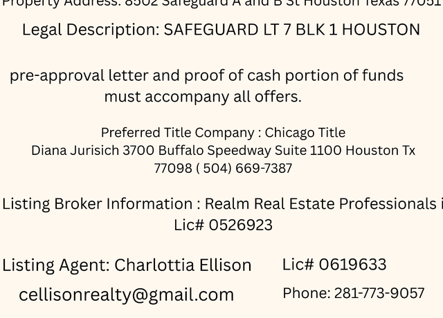 Property at 8502 Safeguard  A And B St, Houston, TX 77051, 3 beds, 3 baths