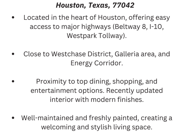 Property at 2120 Wilcrest Dr #113, Houston, TX 77042, 2 beds, 2.5 baths
