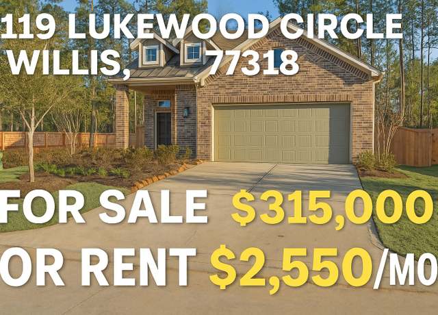 Property at 119 Lukewood Cir, Conroe, TX 77318, 3 beds, 2 baths