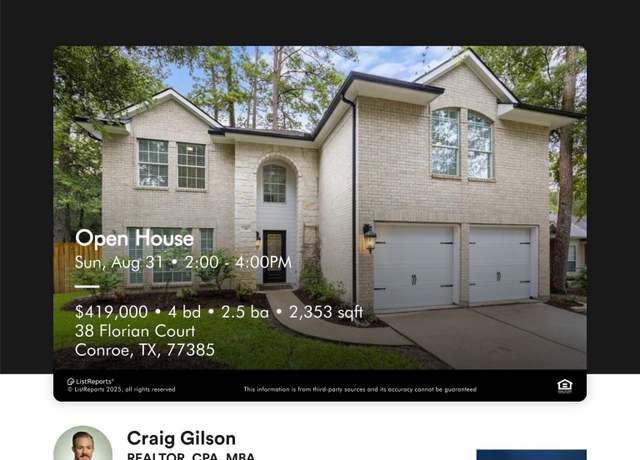 Property at 38 Florian Ct, Conroe, TX 77385, 4 beds, 2.5 baths