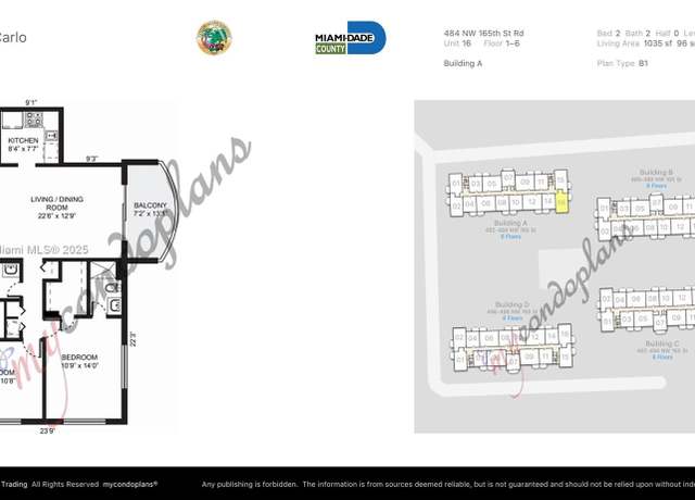 Property at 484 NW 165th St Rd Unit A-516, Miami, FL 33169, 2 beds, 2 baths