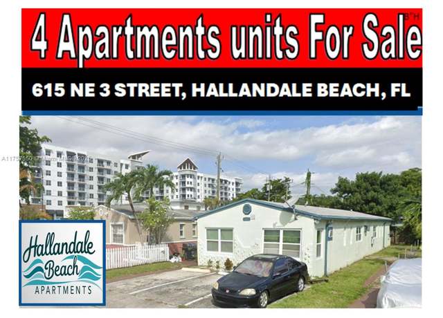 Property at 615 NE 3rd St, Hallandale Beach, FL 33009, 4 beds, 4 baths