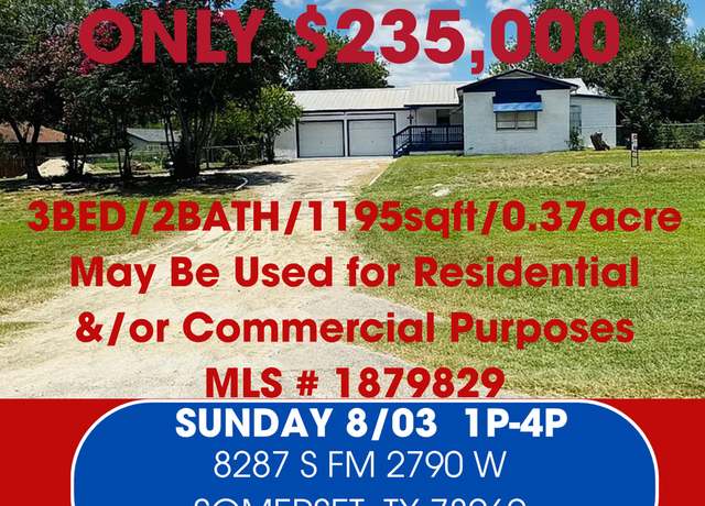 Property at 8287 S FM 2790 W, Somerset, TX 78069, 3 beds, 1.5 baths