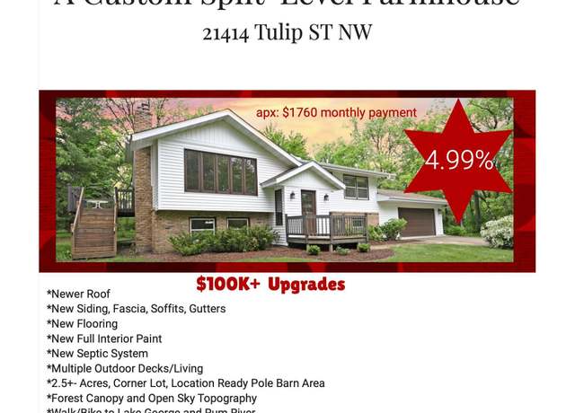 Property at 21414 Tulip St NW, Oak Grove, MN 55303, 5 beds, 3 baths