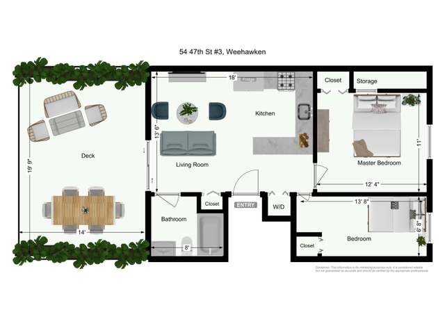 Property at 54 47TH St #3, Weehawken, NJ 07086-7156, 2 beds, 1 bath