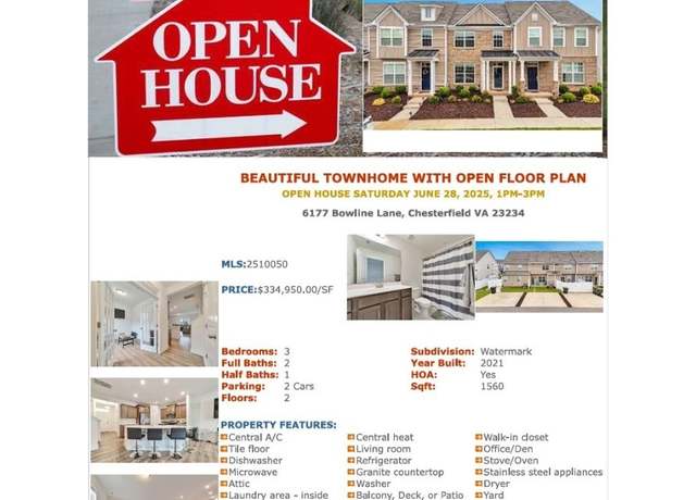 Property at 6177 Bowline Ln, Richmond, VA 23234, 3 beds, 2.5 baths