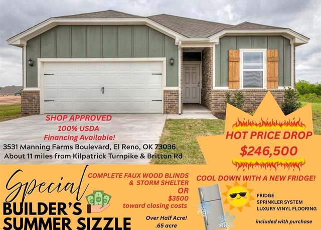 Property at 3531 Manning Farms Blvd, El Reno, OK 73036, 3 beds, 2 baths