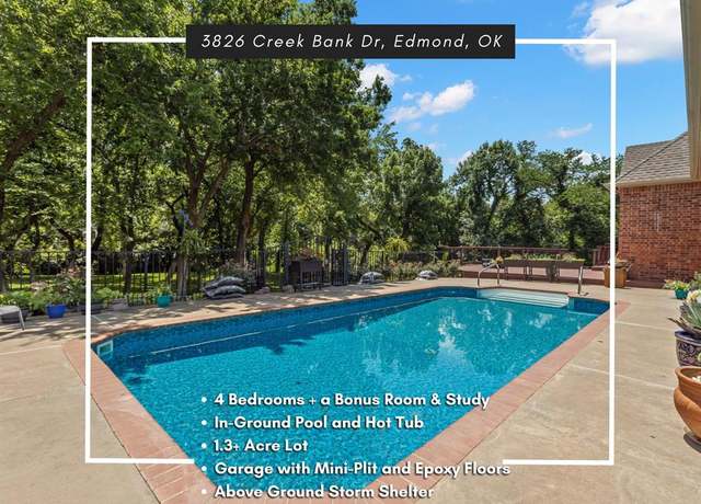Property at 3826 Creek Bank Dr, Edmond, OK 73003, 4 beds, 3.5 baths