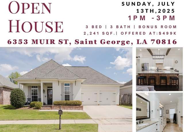 Property at 6353 Muir St, Saint George, LA 70817, 3 beds, 3 baths