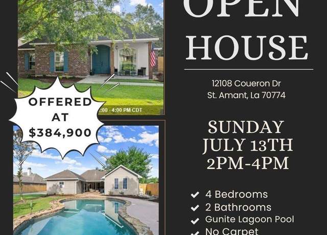 Property at 12108 Coueron Dr, St Amant, LA 70774, 4 beds, 2 baths