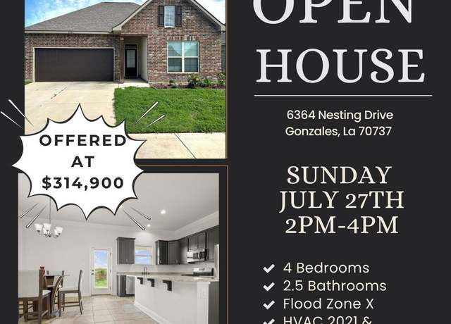 Property at 6364 Nesting Dr, Gonzales, LA 70737, 4 beds, 2.5 baths