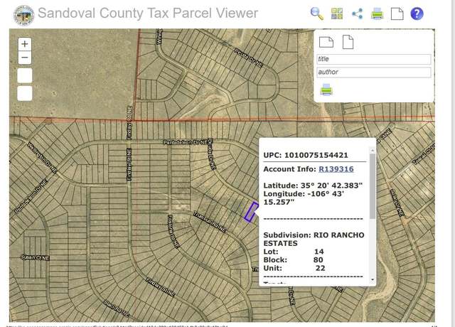 Property at W Rio Rancho Estates Block: 45 NW, Rio Rancho, NM 87144