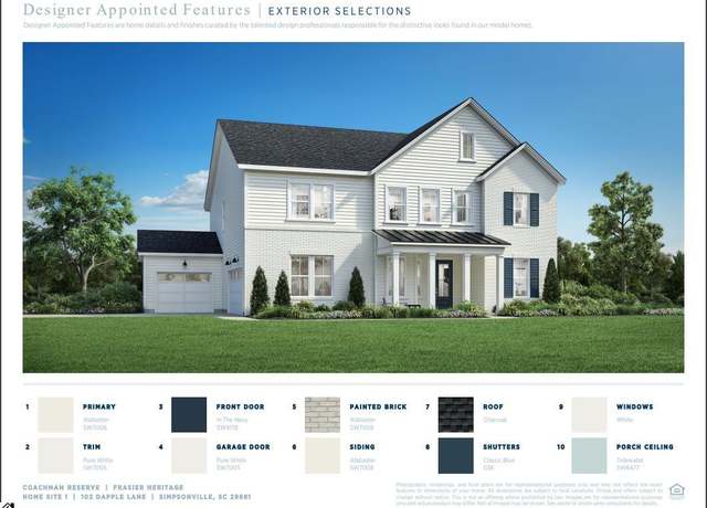 Property at 102 Dapple Ln Unit Homesite 01, Simpsonville, SC 29681, 5 beds, 4.5 baths