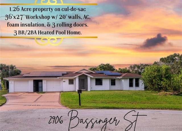 Property at 2906 Bassinger St, Lehigh Acres, FL 33972, 3 beds, 2 baths
