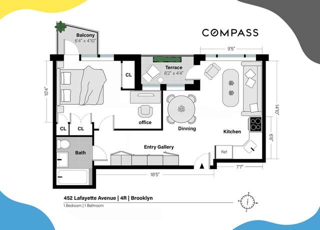 Property at 452 Lafayette Ave Unit 4R, Brooklyn, NY 11205, 1 bed, 1 bath