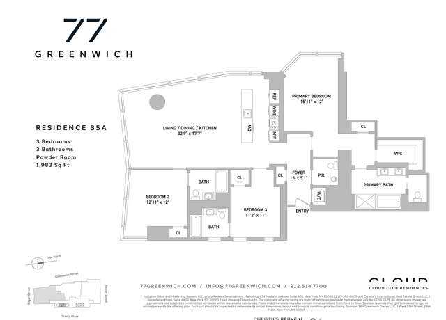 Property at 77 Greenwich St Unit 35-A, New York City, NY 10006, 3 beds, 3.5 baths