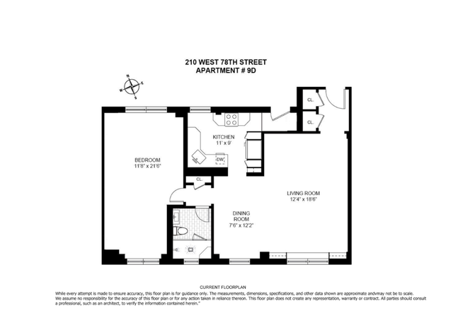 Property at 210 9 W 78th St Unit 9D, New York, NY 10024, 1 bed, 1 bath