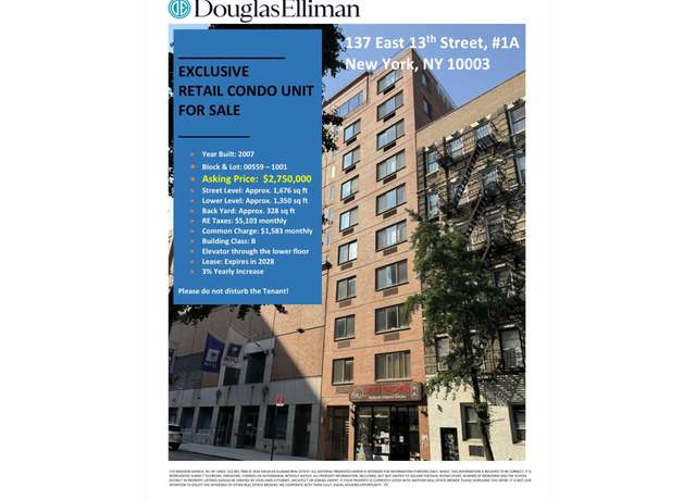 Property at 137 E 13th St Unit 1A/RETAIL, New York City, NY 10003, 1 bath