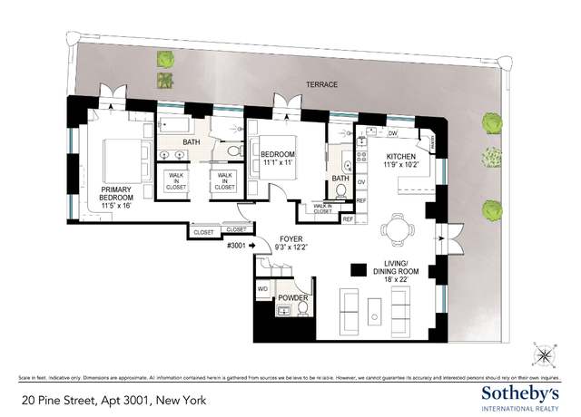 Property at 20 Pine St #3001, New York, NY 10005, 2 beds, 2.5 baths