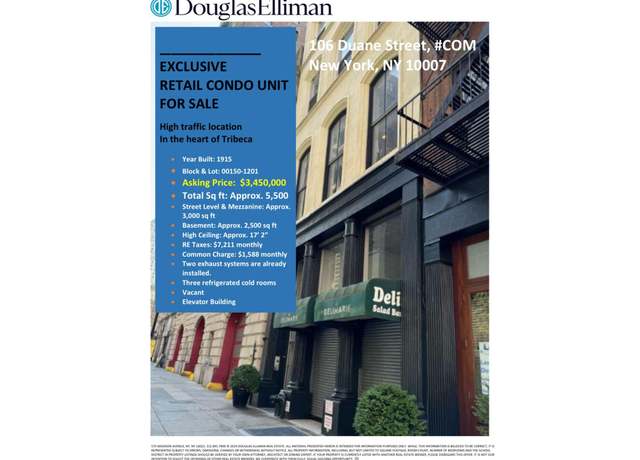 Property at 106 Duane St Unit COM, New York City, NY 10007, 4 baths