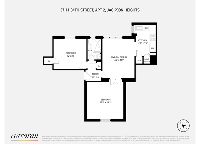 Property at 37-11 1 84th St #2, New York, NY 11372, 2 beds, 1 bath