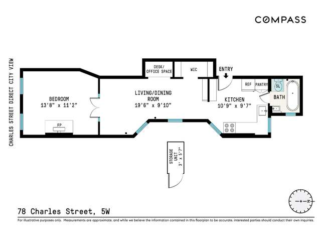 Property at 78 Charles St Unit 5W, New York, NY 10014, 1 bed, 1 bath