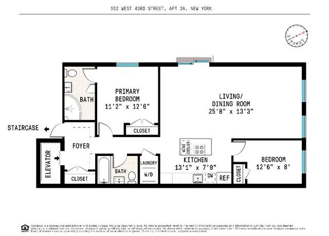 Property at 552 W 43rd St Unit 3A, New York, NY 10036, 2 beds, 2 baths