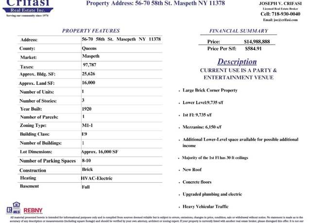 Property at 56-70 58th St, New York City, NY 11378, 3 baths