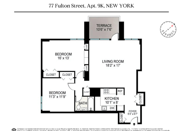 Property at 77 Fulton St Unit 9K, New York, NY 10038, 2 beds, 1 bath