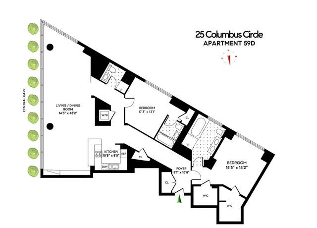 Property at 25 Columbus Cir Unit 59D, New York City, NY 10019, 2 beds, 3 baths