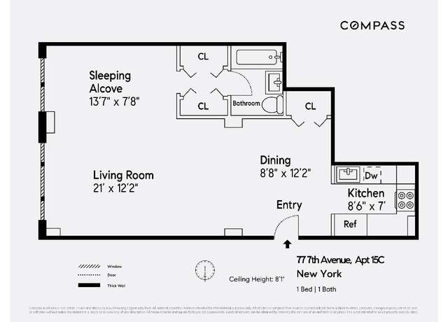 Property at 77 7th Ave Unit 15C, New York, NY 10011, 1 bath