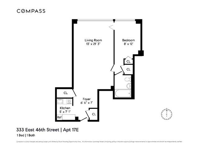 Property at 333 E 46th St Unit 17E, New York, NY 10017, 1 bed, 1 bath