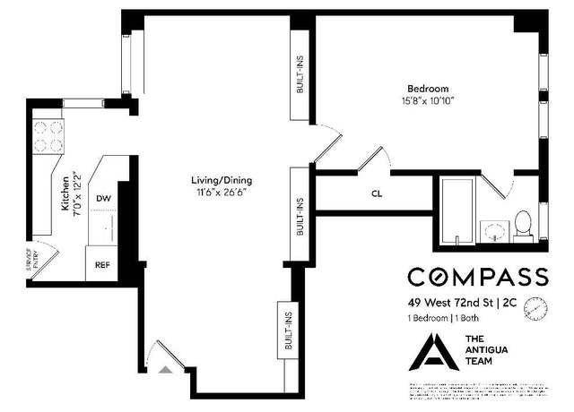 Property at 49 W 72nd St Unit 2C, New York, NY 10023, 1 bed, 1 bath