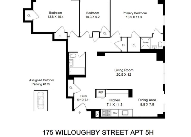 Property at 175 5 Willoughby St Unit 5H, Brooklyn, NY 11201, 3 beds, 2 baths