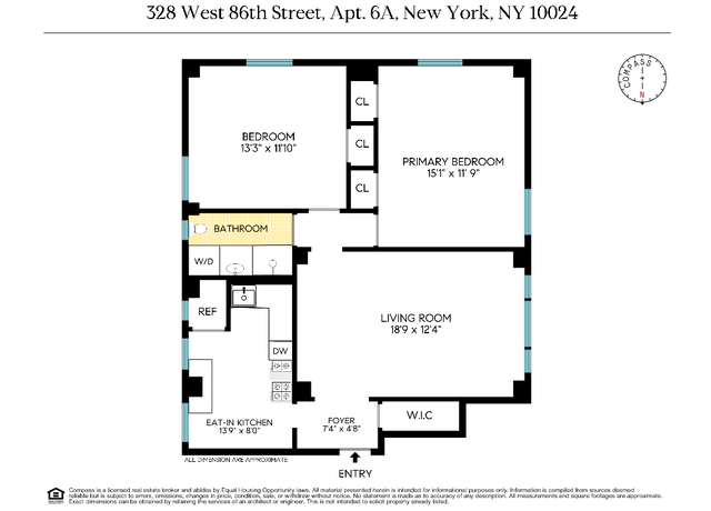 Property at 328 W 86th St Unit 6A, New York, NY 10024, 2 beds, 1 bath