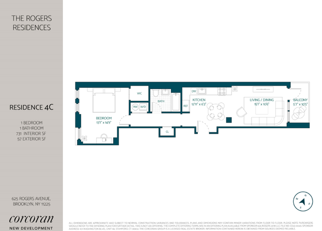 Property at 625 4 Rogers Ave Unit 4C, Brooklyn, NY 11225, 1 bed, 1 bath