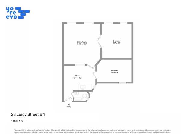 Property at 22 Leroy St #4, New York, NY 10014, 1 bed, 1 bath