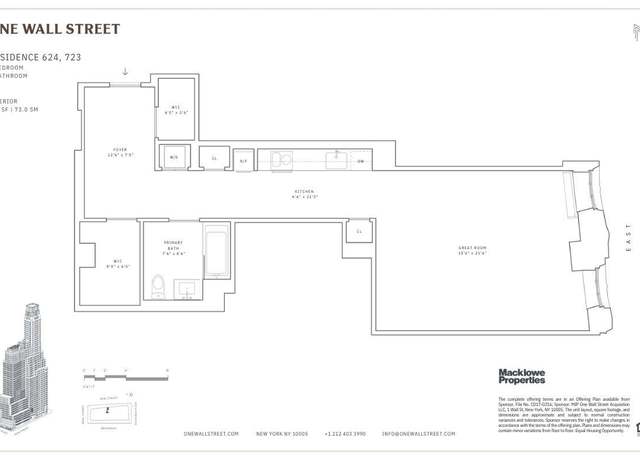 Property at 1 Wall St #624, New York City, NY 10005, 1 bath