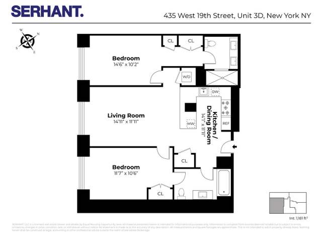 Property at 435 W 19th St Unit 3D, New York City, NY 10011, 2 beds, 2 baths