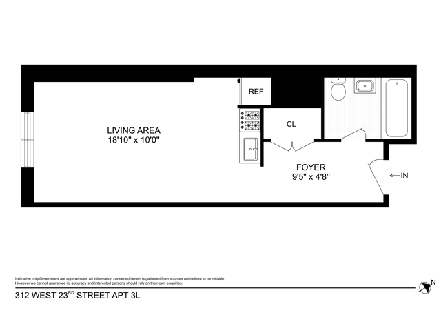 Property at 312 W 23rd St Unit 3L, New York City, NY 10011, 1 bath