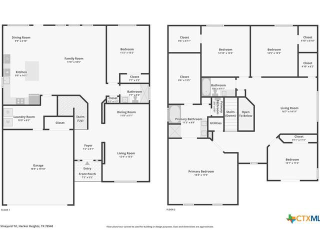 Property at 3225 Vineyard Trl, Harker Heights, TX 76548, 5 beds, 3 baths
