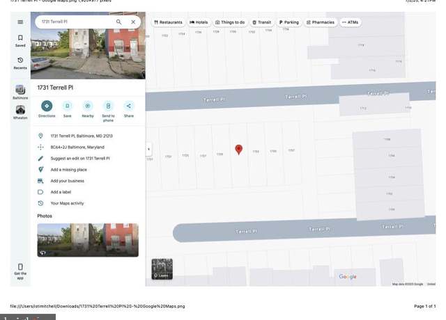 Property at 1731 Terrell Pl, Baltimore, MD 21213