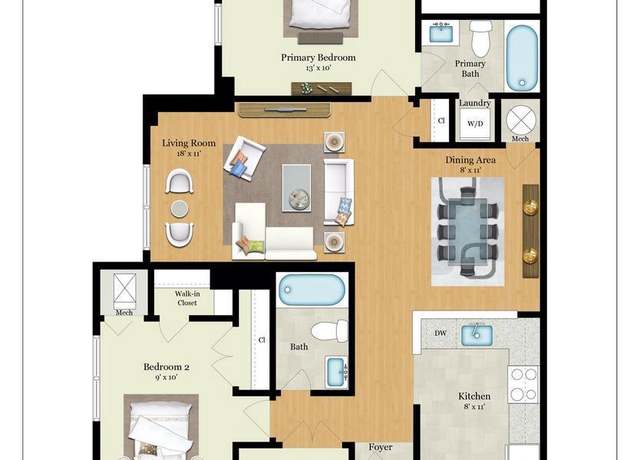 Property at 2050 N Calvert St #106, Arlington, VA 22201, 2 beds, 2 baths