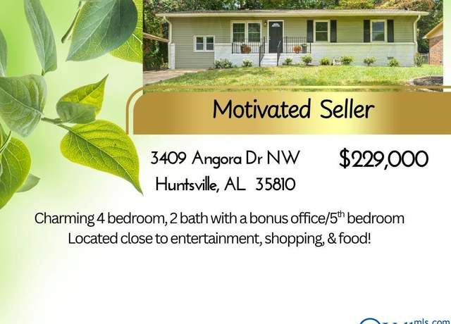 Property at 3409 Angora Dr NW, Huntsville, AL 35810, 5 beds, 2 baths