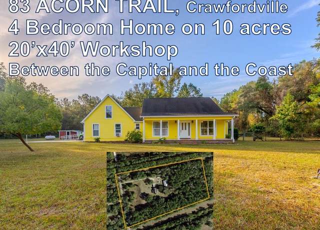 Property at 83 Acorn Trl, Crawfordville, FL 32327, 4 beds, 2 baths