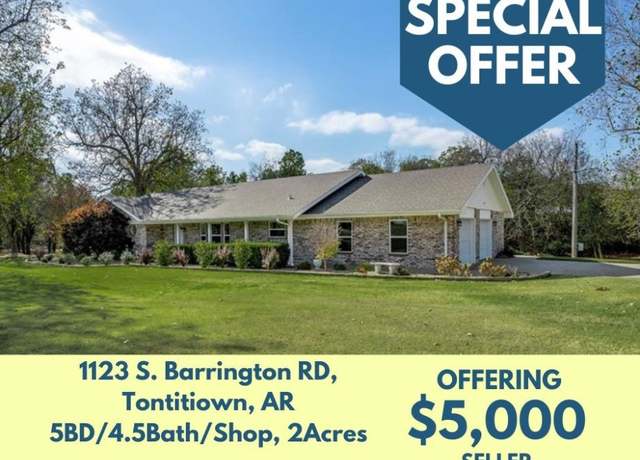 Property at 1123 S Barrington Rd, Tontitown, AR 72762, 5 beds, 4.5 baths